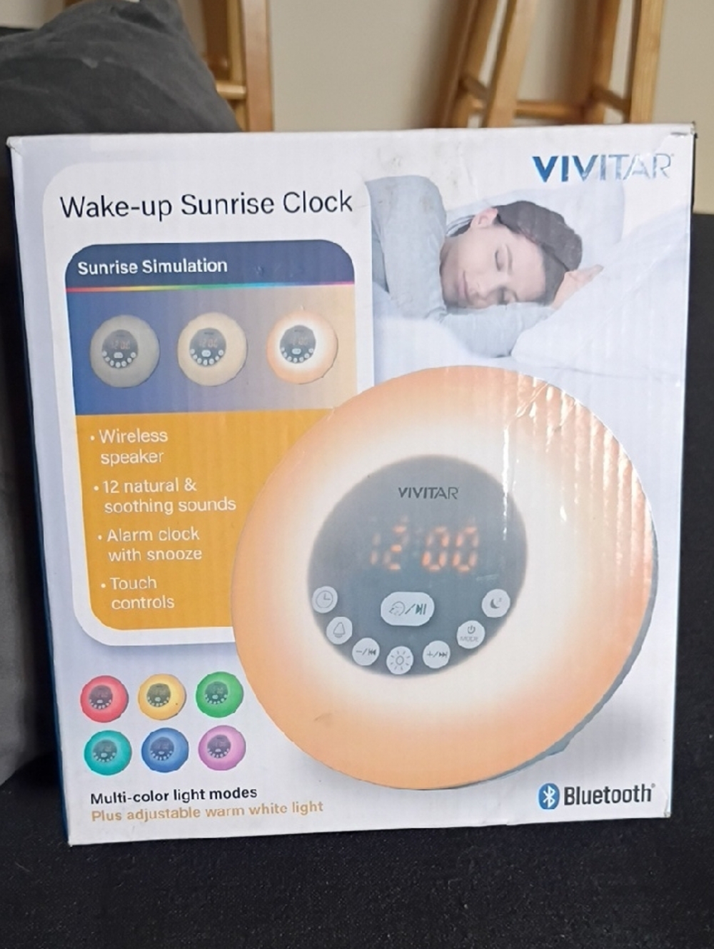 Vivitar Wake-Up Sunrise Alarm Clock in Orange with Bluetooth